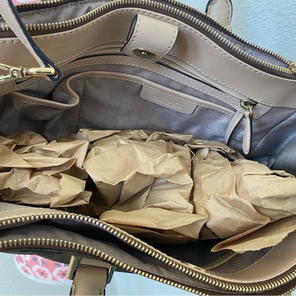 Michael Kors Black and Brown Checkered Satchel - Picture 3 of 3